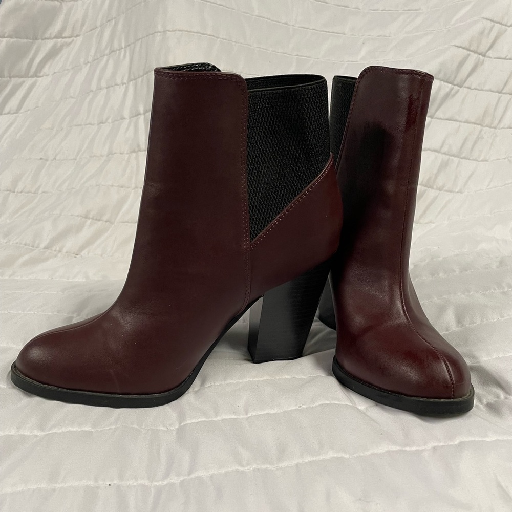 Heeled Burgundy Booties size 9